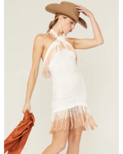 Shyanne Women's Fringe Halter Bodycon Dress