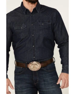 Blue Ranchwear Men's Heavyweight Dark Wash Denim Snap Western Shirt -Western Cowboy Equipment Store 2000359399 401 P4