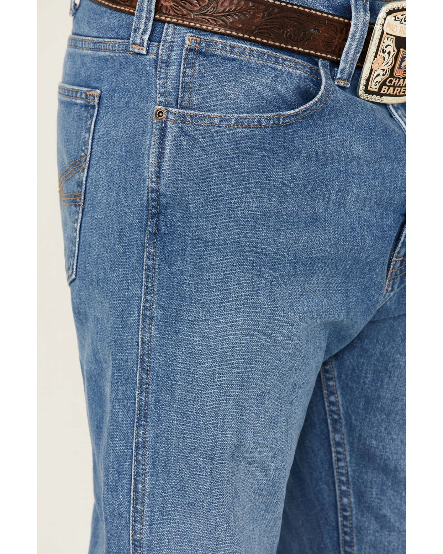 Blue Ranchwear Men's Bronc Rider Light Medium Wash Rigid Regular Straight Jeans 5 Blue Ranchwear Men's Bronc Rider Light Medium Wash Rigid Regular Straight Jeans - Image 3