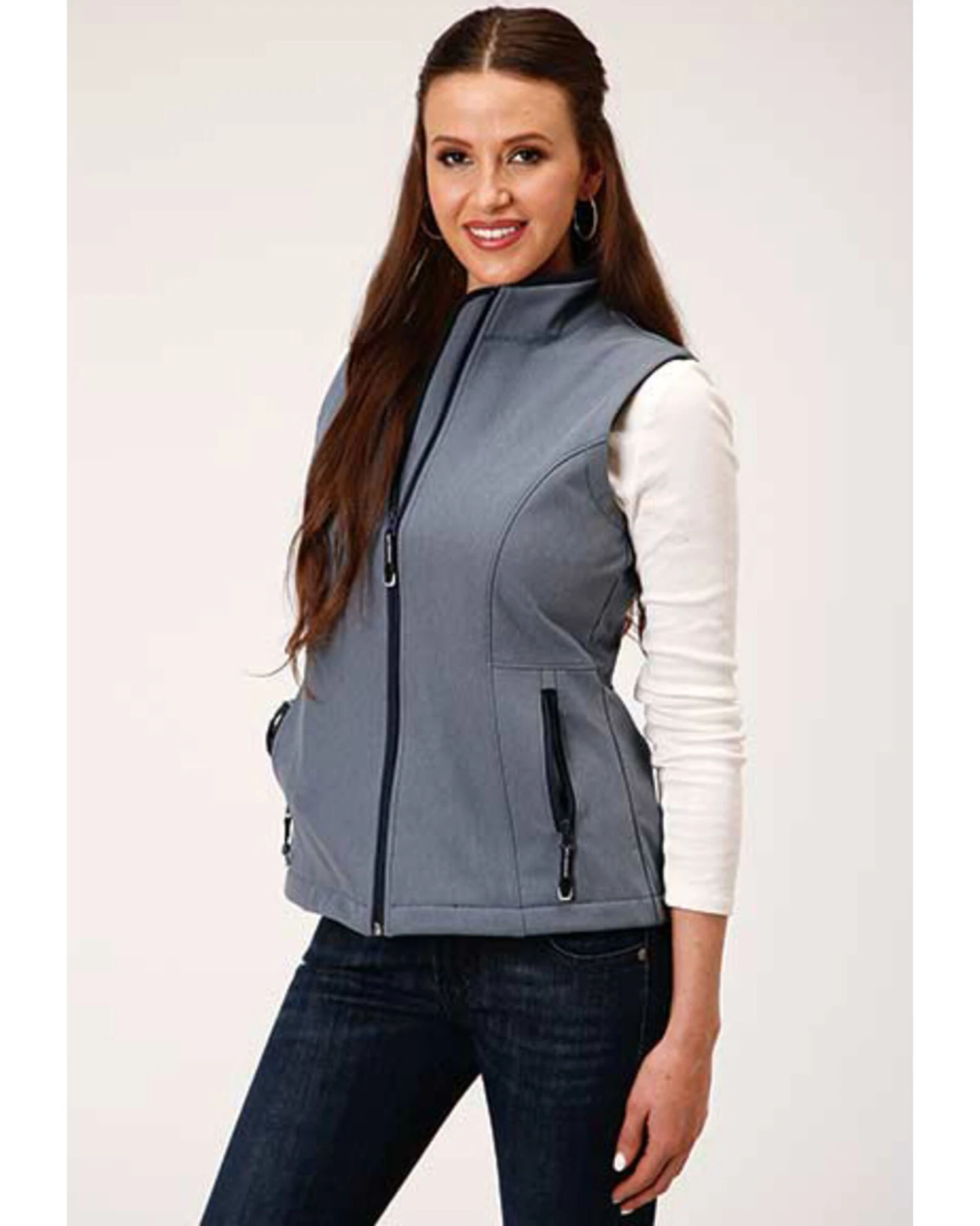 Roper Women's Blue Heathered Softshell Vest 3 Roper Women's Blue Heathered Softshell Vest