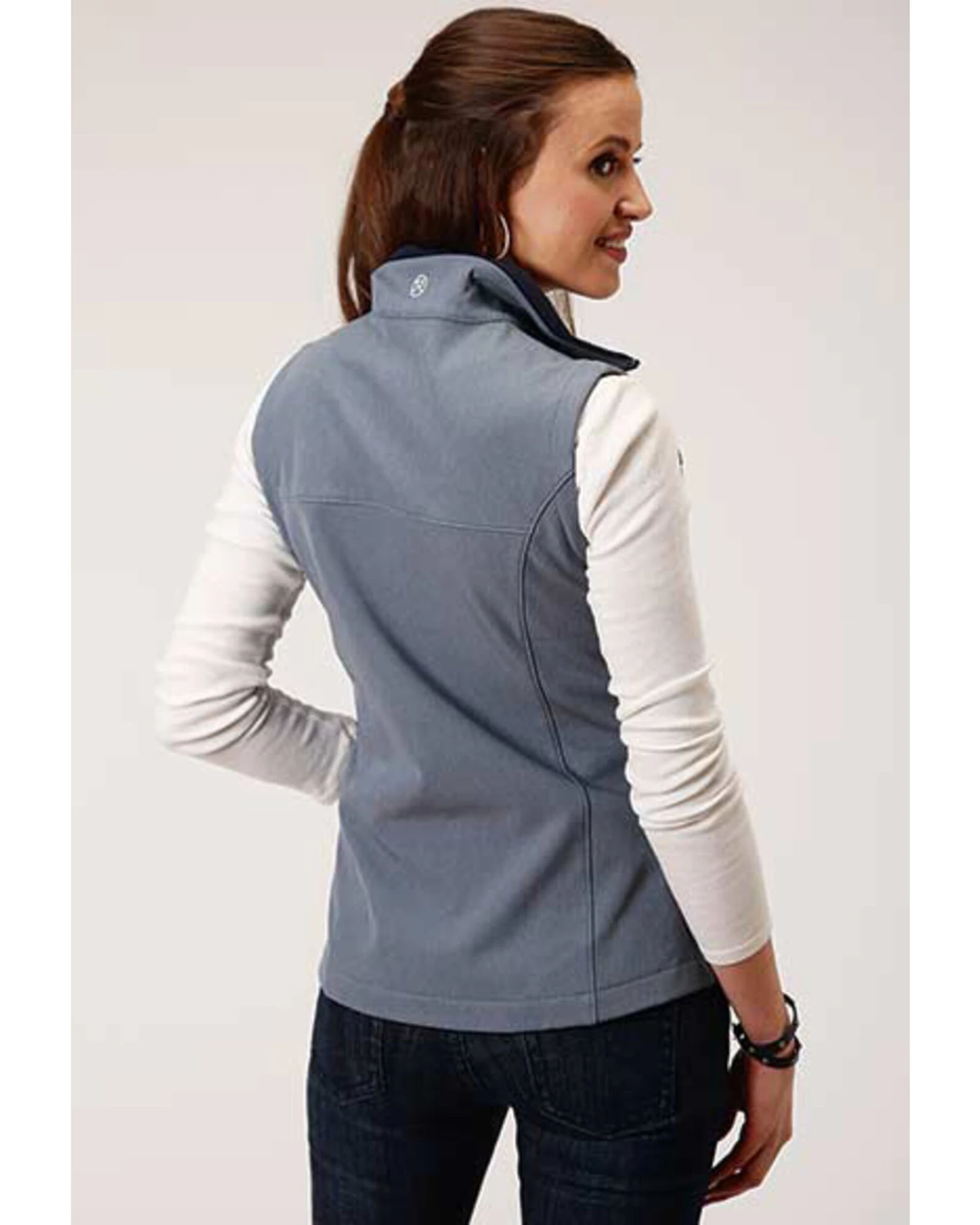 Roper Women's Blue Heathered Softshell Vest 4 Roper Women's Blue Heathered Softshell Vest - Image 2