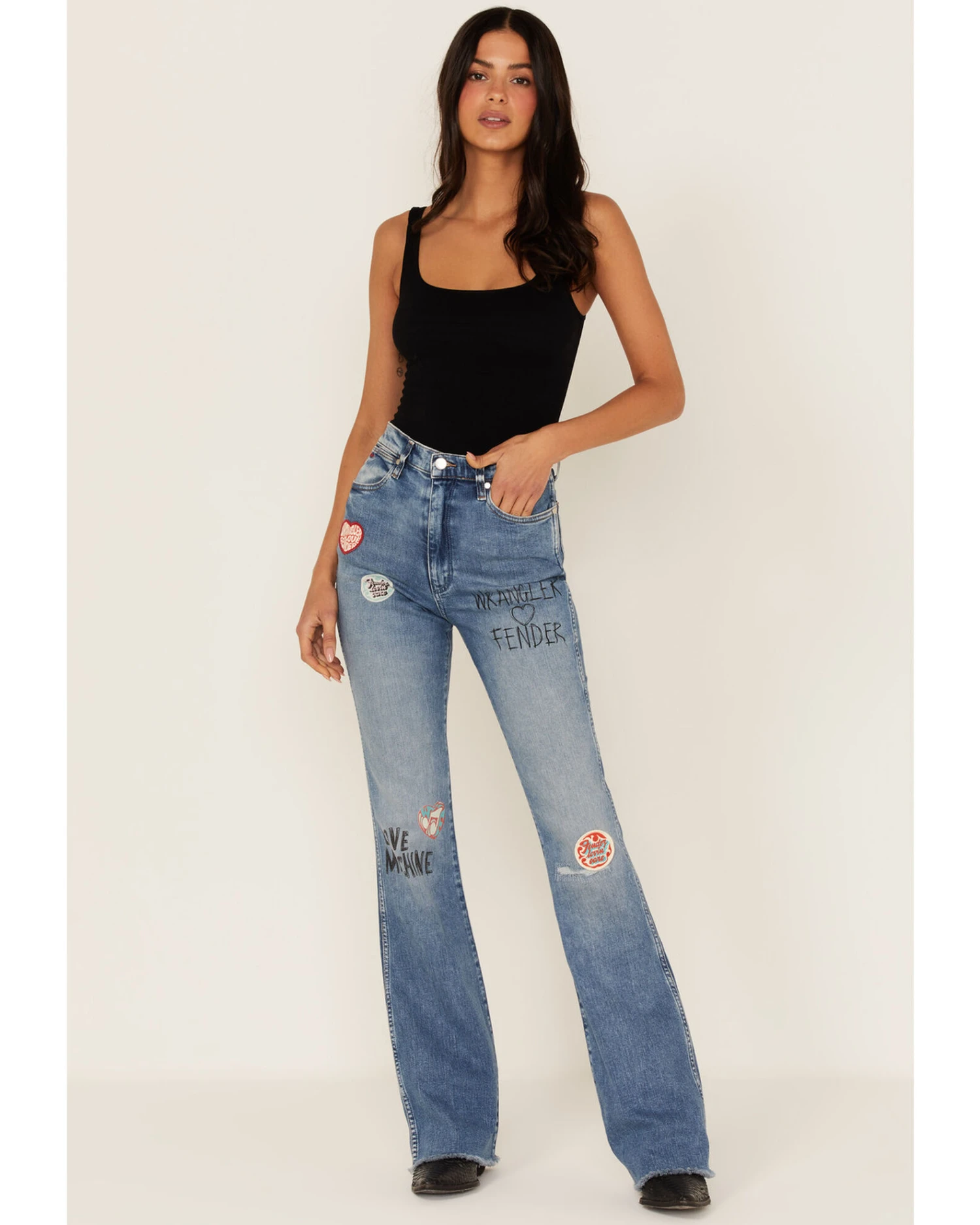 Wrangler X Fender Women's West Ward Medium Wash High Rise Bootcut Jeans 4 Wrangler X Fender Women's West Ward Medium Wash High Rise Bootcut Jeans - Image 2