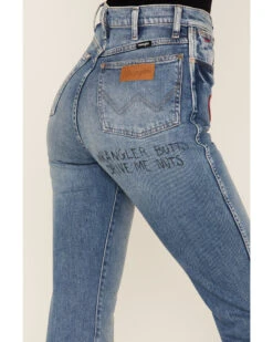 Wrangler X Fender Women's West Ward Medium Wash High Rise Bootcut Jeans 9 Wrangler X Fender Women's West Ward Medium Wash High Rise Bootcut Jeans -Western Cowboy Equipment Store 2000360367 400 P4