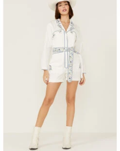 Driftwood Women's Embroidered Floral Shortall Romper 8 Driftwood Women's Embroidered Floral Shortall Romper -Western Cowboy Equipment Store 2000362704 100 P4