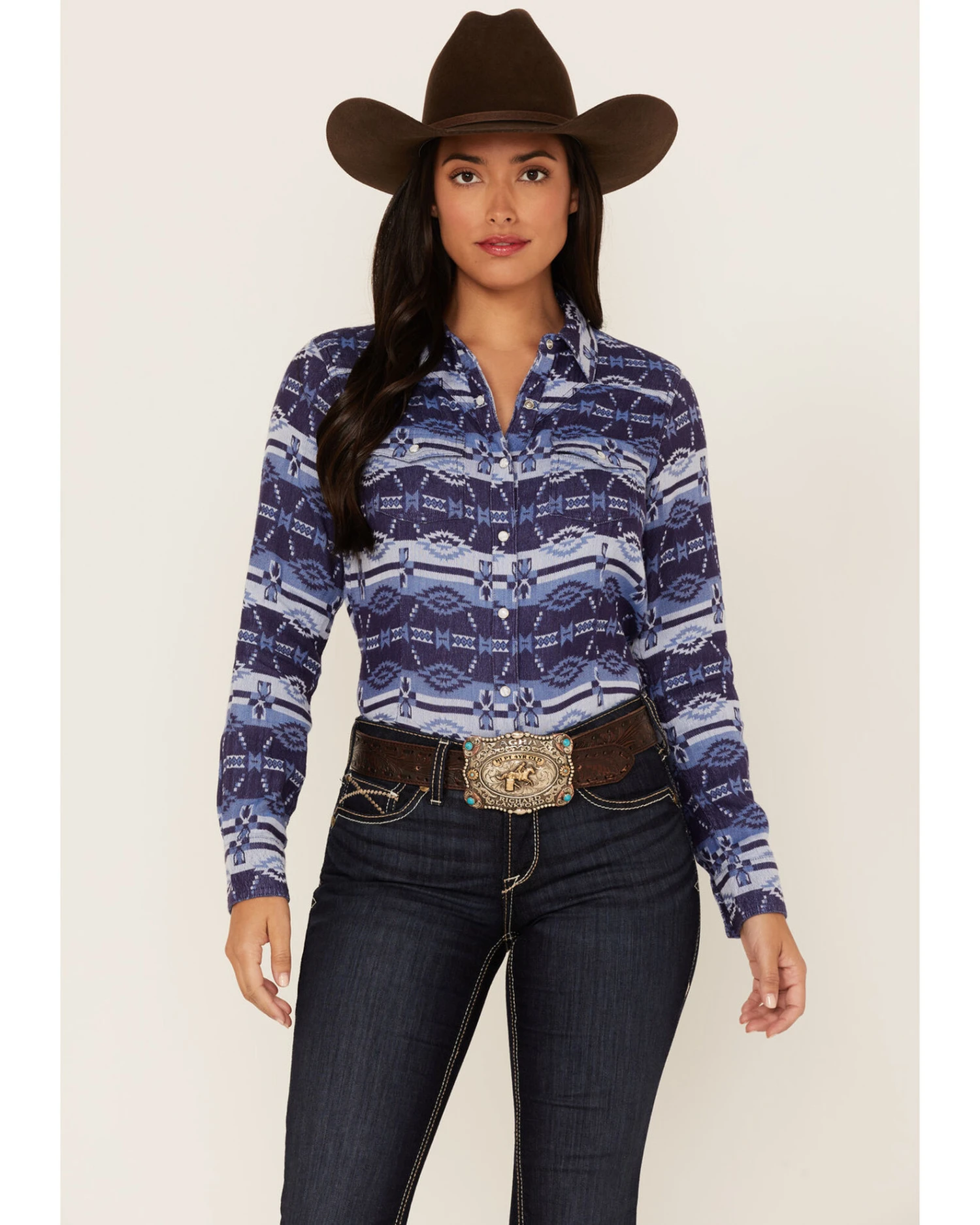Ariat Women's R.E.A.L. Southwestern Oceanic Print Long Sleeve Western Pearl Snap Shirt 6 Ariat Women's R.E.A.L. Southwestern Oceanic Print Long Sleeve Western Pearl Snap Shirt - Image 4