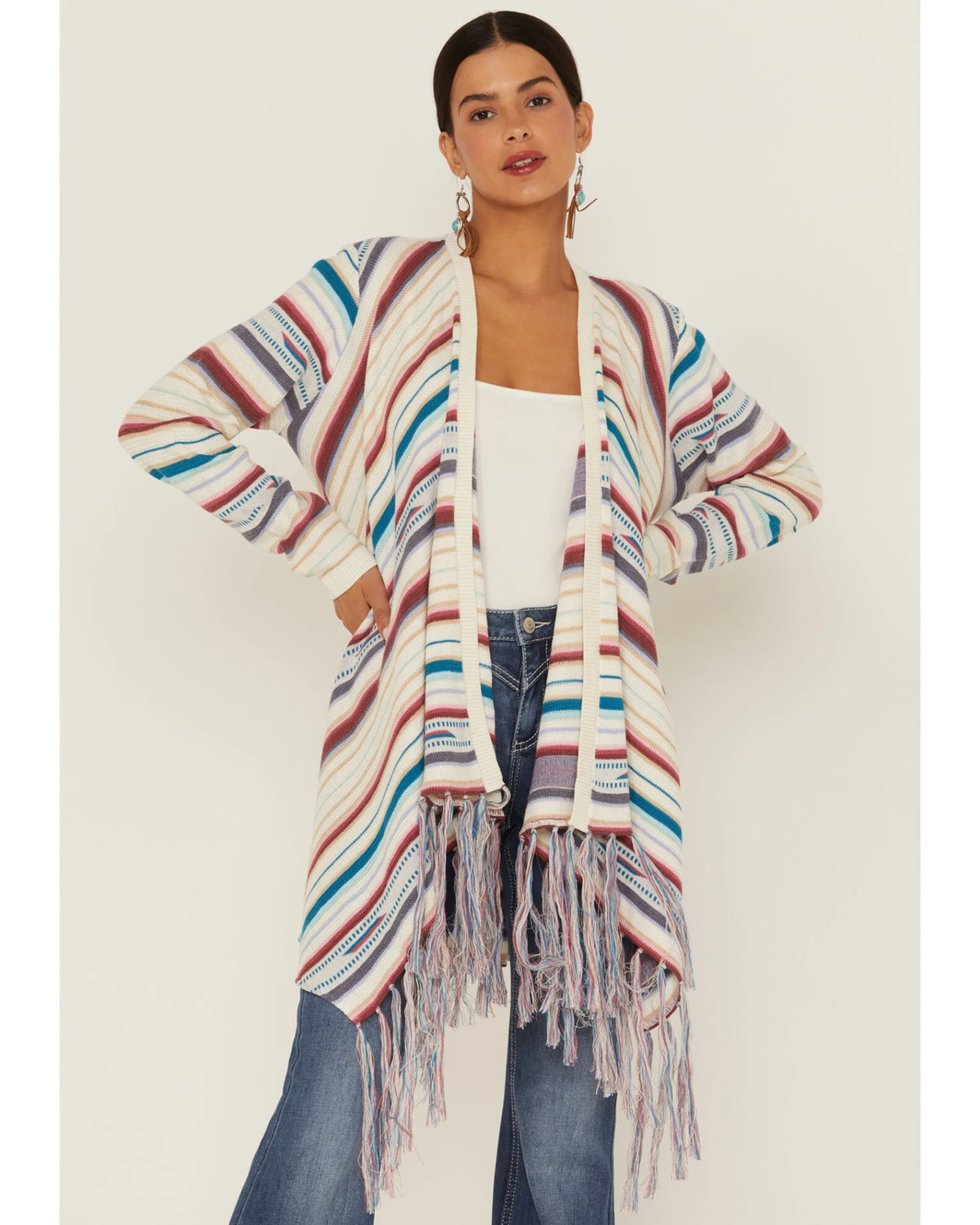 Tasha Polizzi Women's Ines Rissani Serape Fringe Cardigan Sweater 6 Tasha Polizzi Women's Ines Rissani Serape Fringe Cardigan Sweater - Image 4