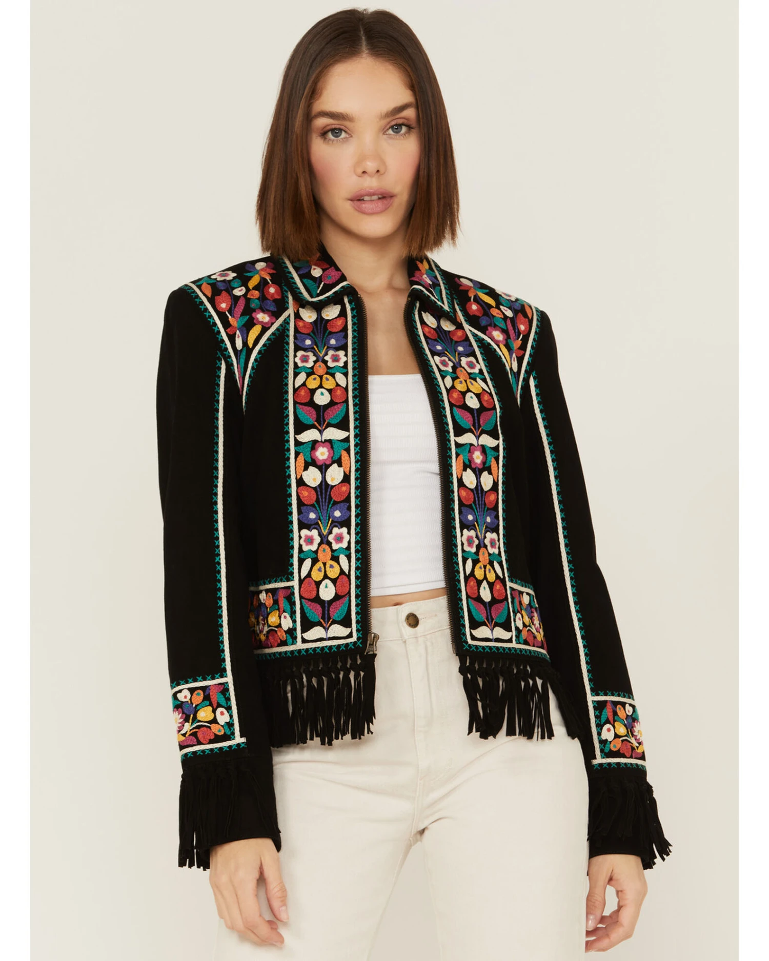Double D Ranch Women's Justyna Embroidered Fringe Suede Jacket 5 Double D Ranch Women's Justyna Embroidered Fringe Suede Jacket - Image 3