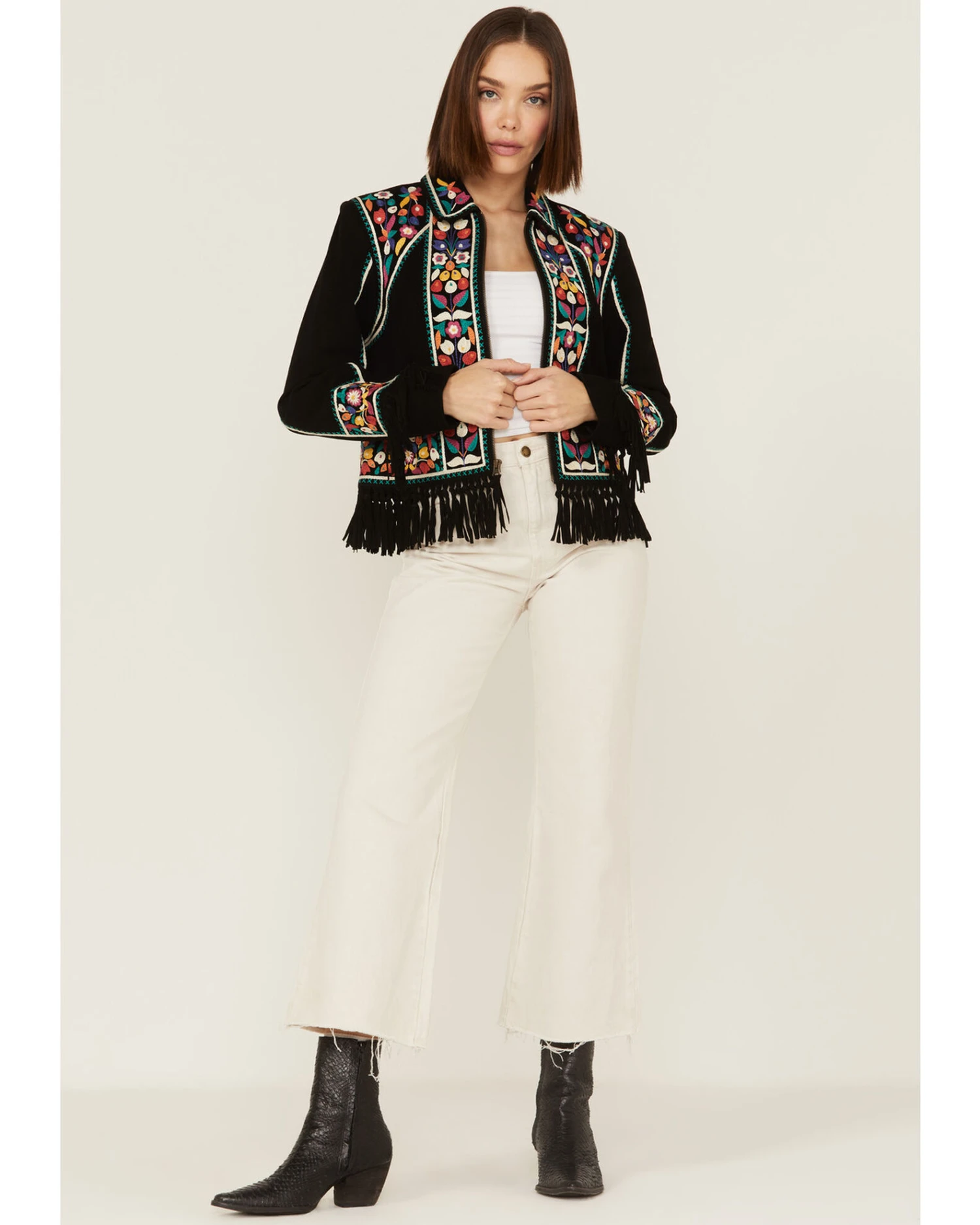 Double D Ranch Women's Justyna Embroidered Fringe Suede Jacket 4 Double D Ranch Women's Justyna Embroidered Fringe Suede Jacket - Image 2