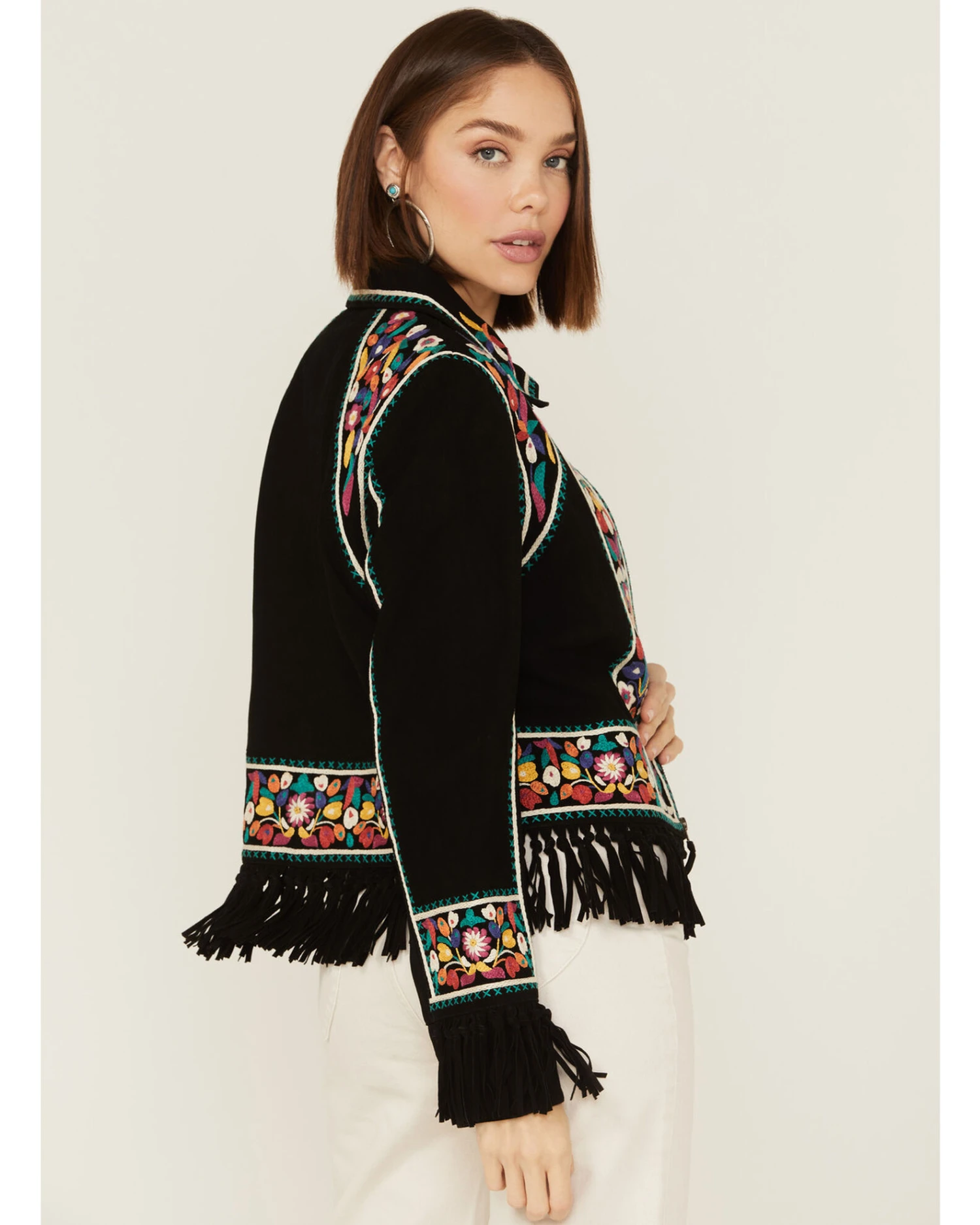 Double D Ranch Women's Justyna Embroidered Fringe Suede Jacket 3 Double D Ranch Women's Justyna Embroidered Fringe Suede Jacket