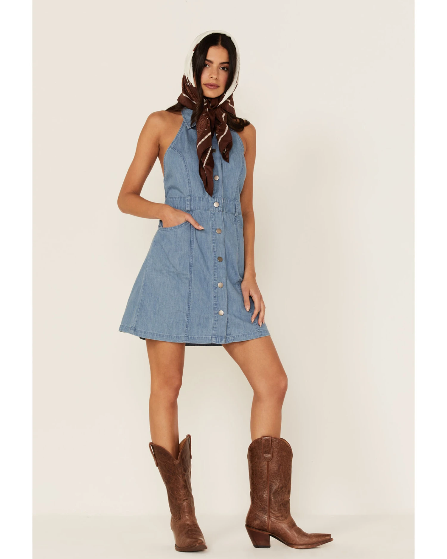 Free People Women's Sami Denim Mini Dress 6 Free People Women's Sami Denim Mini Dress - Image 4