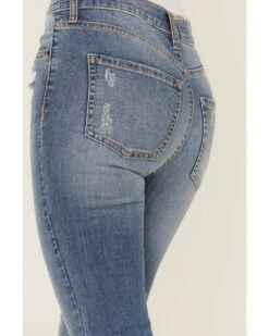 Sneak Peek Women's High Rise Super Flare Raw Hem Jeans