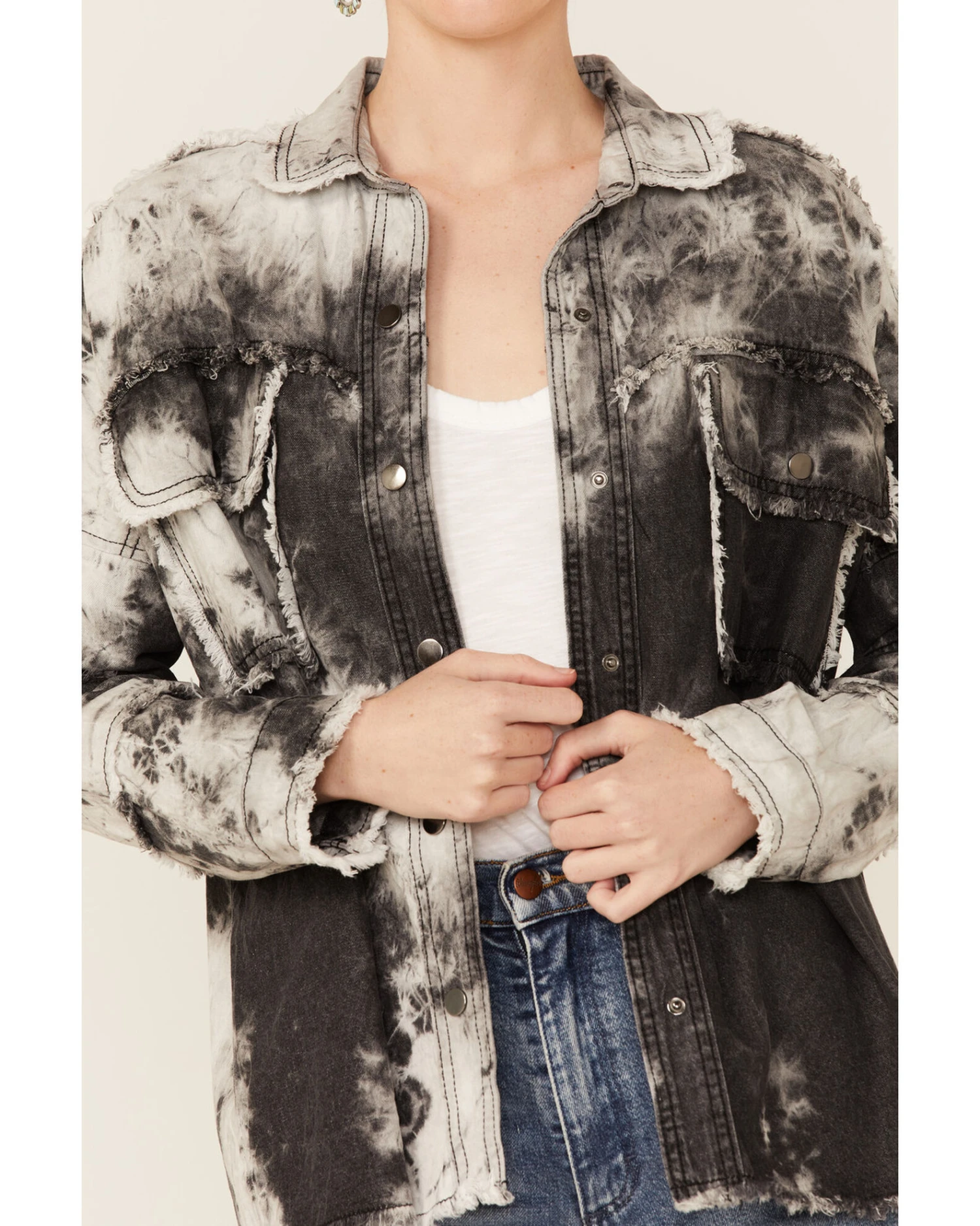 Revel Women's Tie-Dye Rock & Roll Snap-Front Shacket 5 Revel Women's Tie-Dye Rock & Roll Snap-Front Shacket - Image 3