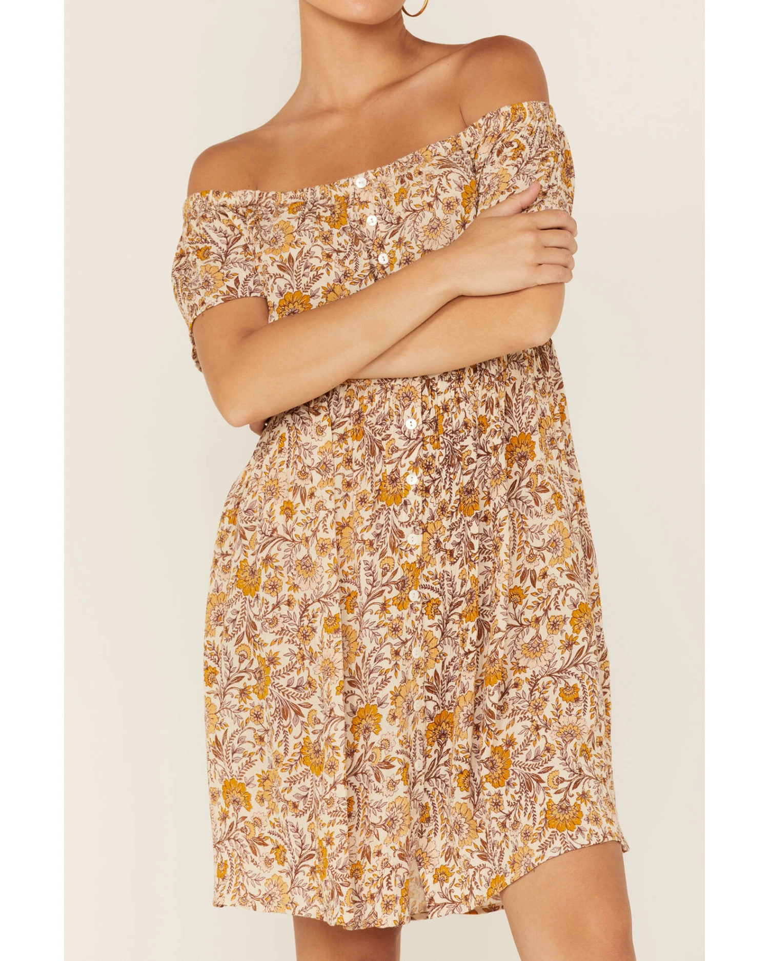 Patrons Of Peace Women's Redondo Floral Print Off Shoulder Dress 6 Patrons Of Peace Women's Redondo Floral Print Off Shoulder Dress - Image 4