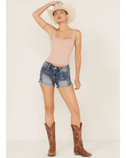 Miss Me Women's Medium Wash Southwestern Rhinestone Embroidered Denim Shorts 7 Miss Me Women's Medium Wash Southwestern Rhinestone Embroidered Denim Shorts -Western Cowboy Equipment Store 2000369013 414 P3