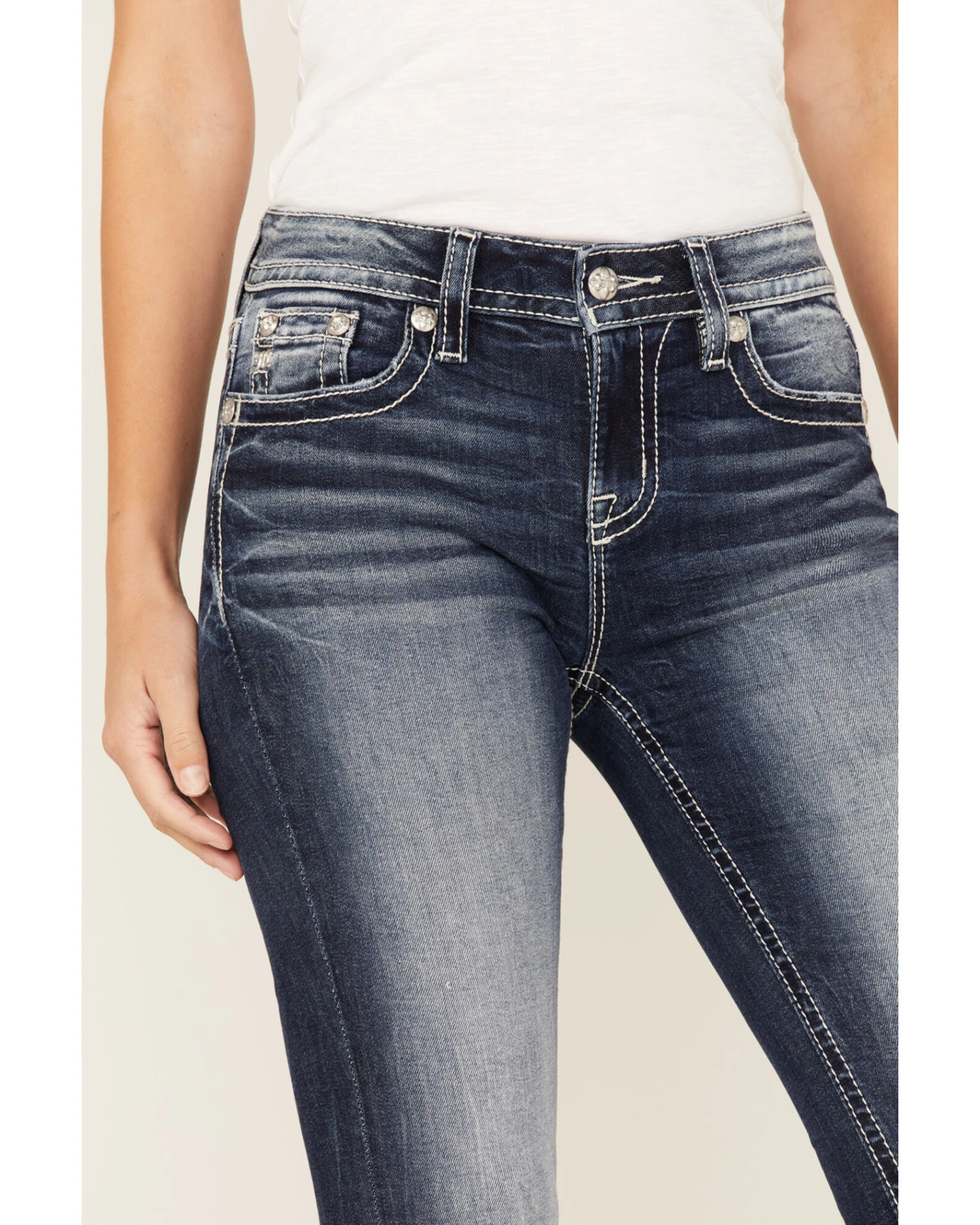 Miss Me Women's Medium Wash Stretch Mid Rise Embroidered Wing Bootcut Jeans 3 Miss Me Women's Medium Wash Stretch Mid Rise Embroidered Wing Bootcut Jeans