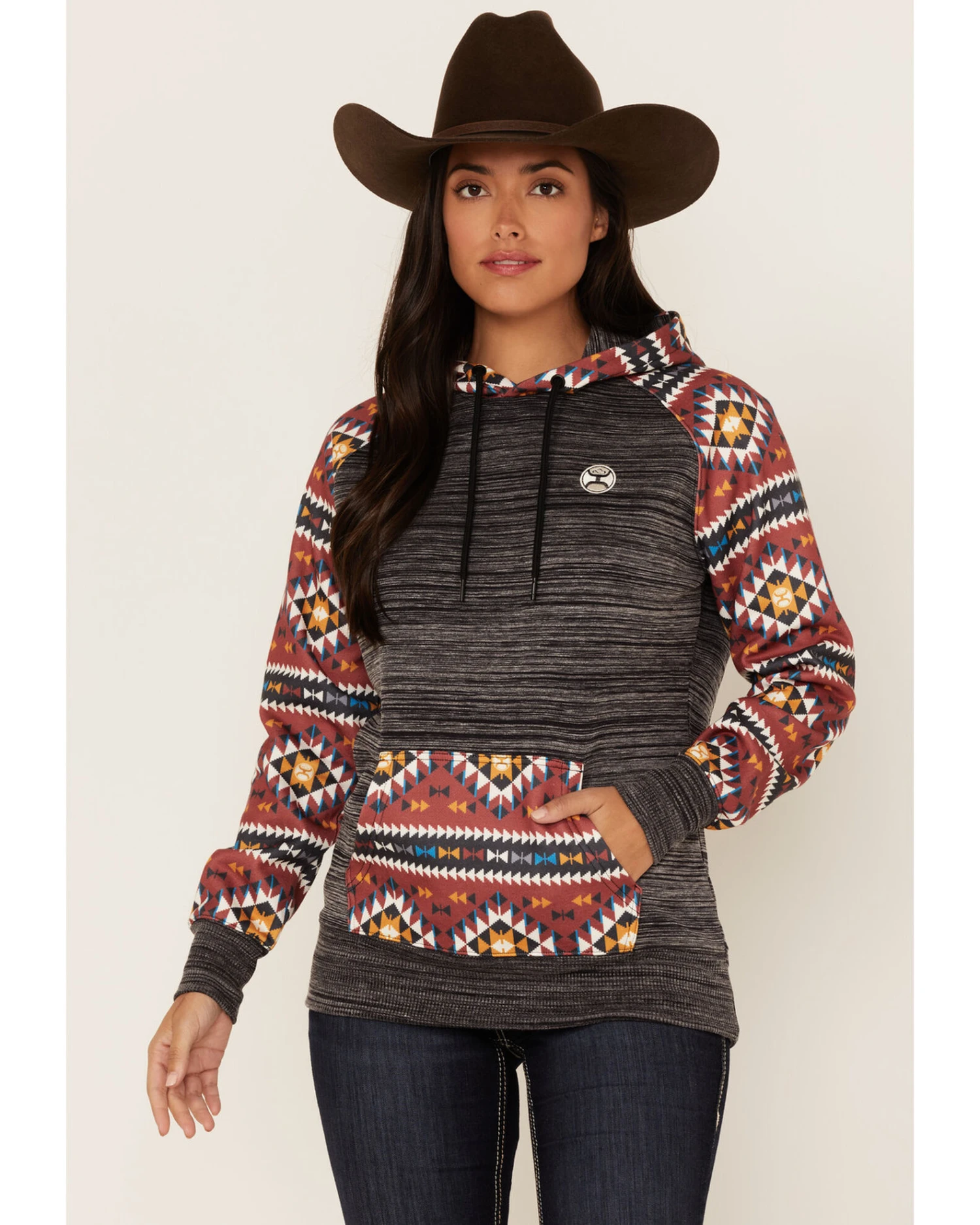 Hooey Women's Southwestern Contrast Print Summit Hoodie 3 Hooey Women's Southwestern Contrast Print Summit Hoodie