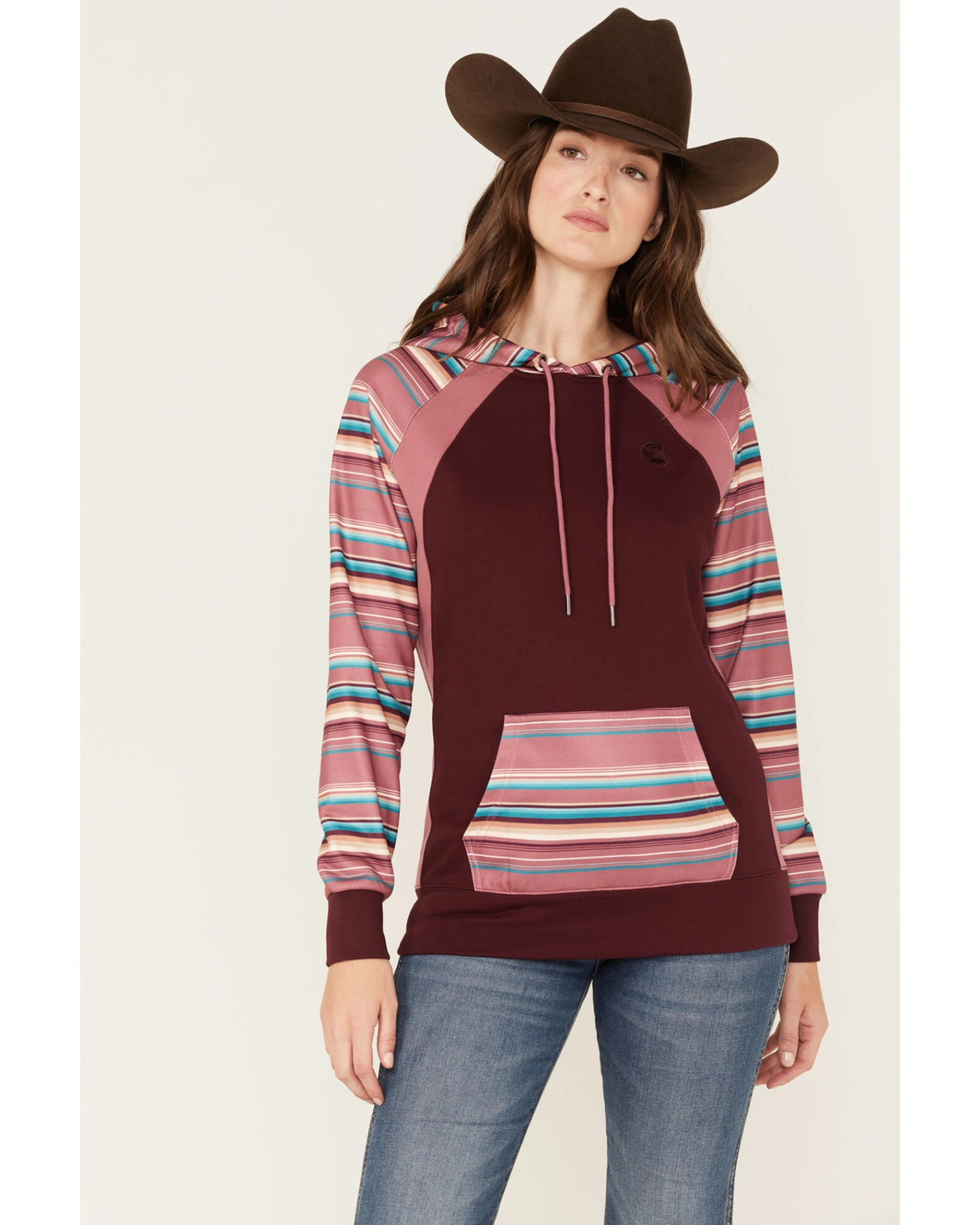 Hooey Women's Serape Stripe Contrast Print Savannah Hoodie 5 Hooey Women's Serape Stripe Contrast Print Savannah Hoodie - Image 3