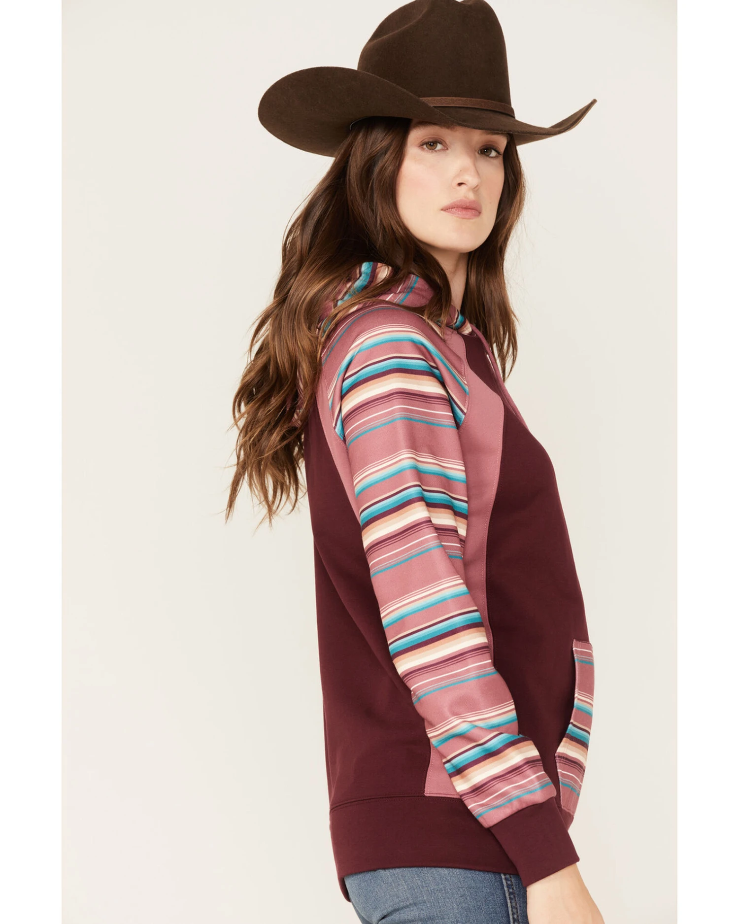 Hooey Women's Serape Stripe Contrast Print Savannah Hoodie 4 Hooey Women's Serape Stripe Contrast Print Savannah Hoodie - Image 2