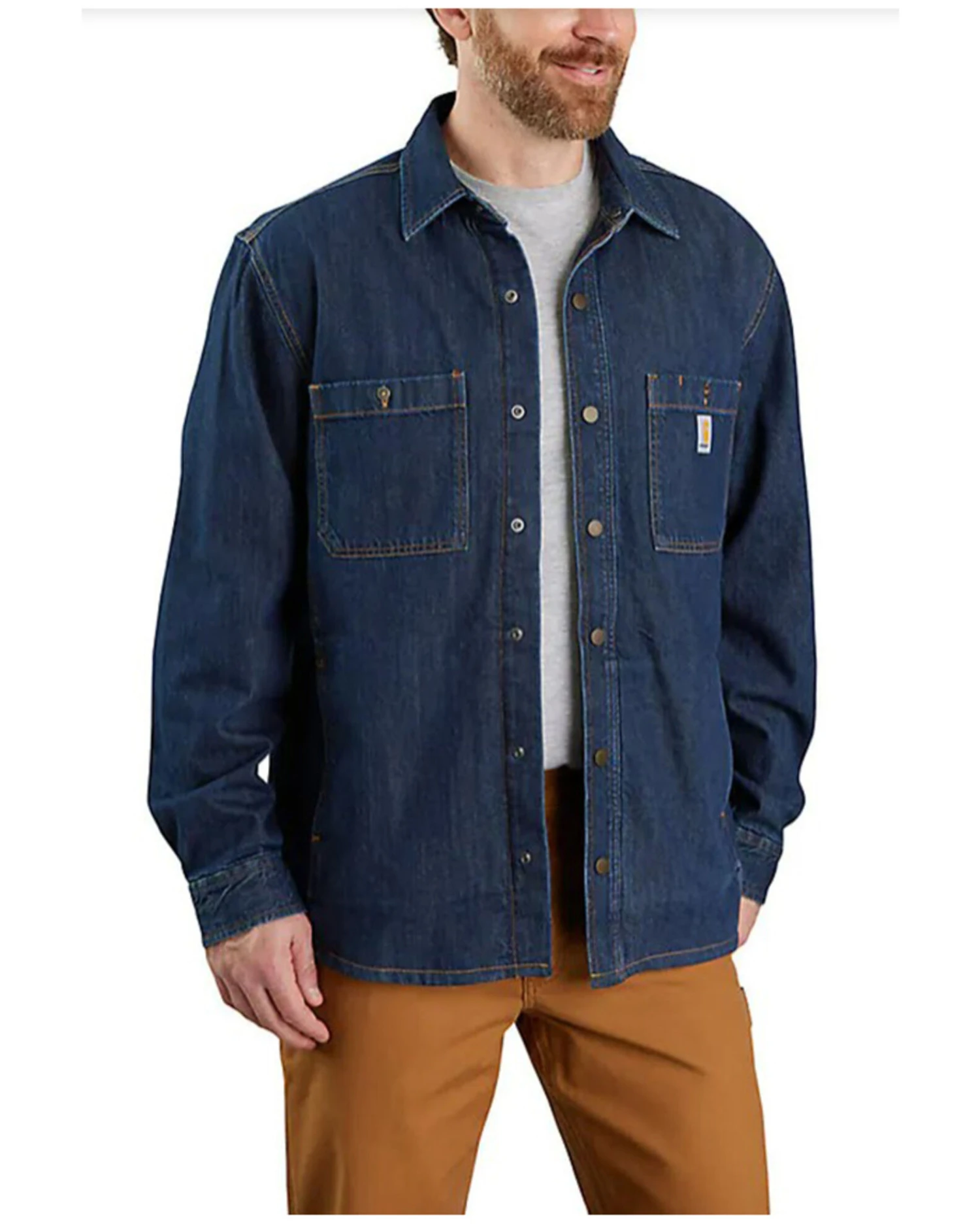 Carhartt Men's Relaxed Fit Denim Fleece Lined Snap-Front Shirt Jacket 5 Carhartt Men's Relaxed Fit Denim Fleece Lined Snap-Front Shirt Jacket - Image 3