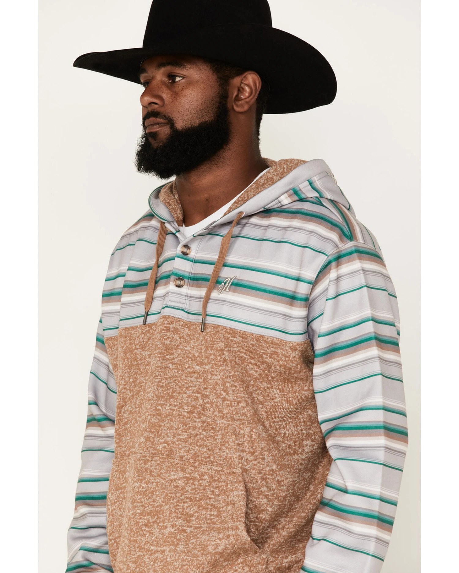 Hooey Men's Jimmy Multi-Colored Stripe 1/4 Button Hooded Pullover Sweatshirt 6 Hooey Men's Jimmy Multi-Colored Stripe 1/4 Button Hooded Pullover Sweatshirt - Image 4