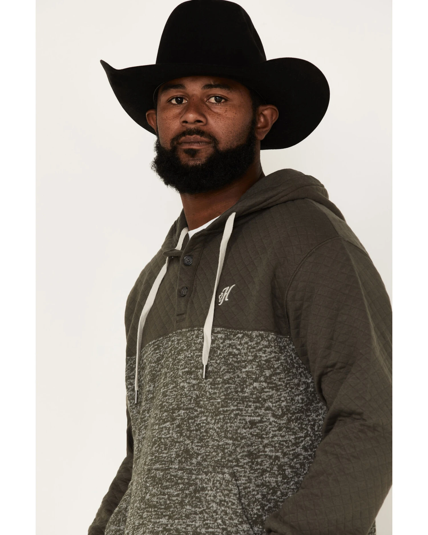 Hooey Men's Jimmy Quilted 1/4 Button Hooded Pullover 6 Hooey Men's Jimmy Quilted 1/4 Button Hooded Pullover - Image 4