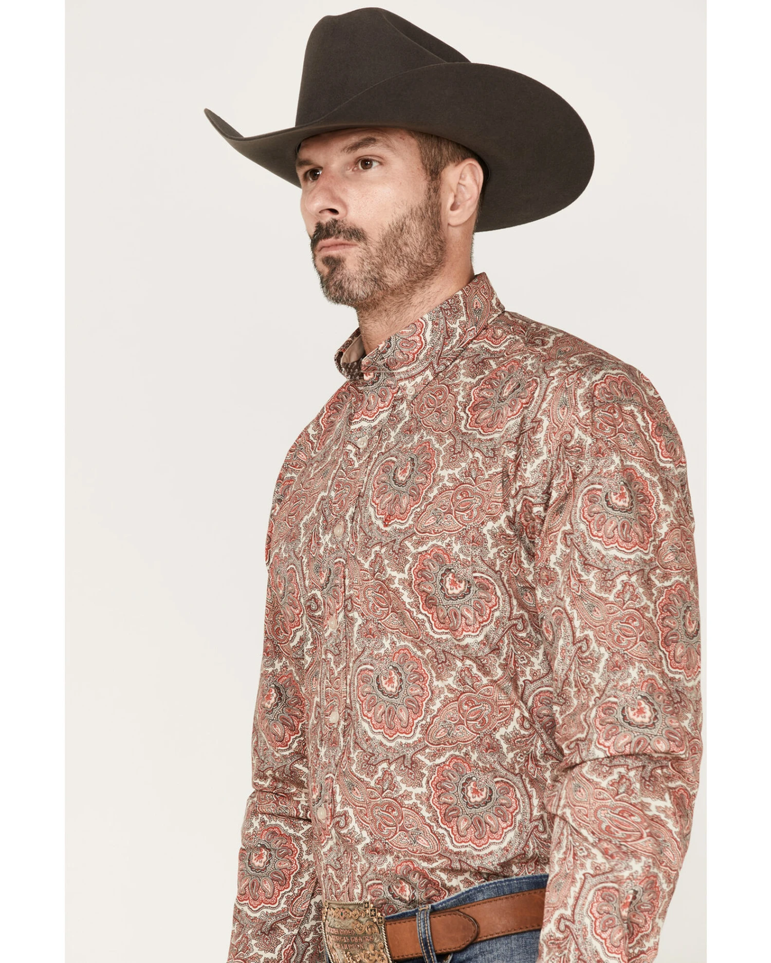 Stetson Men's Paisley Print Long Sleeve Button Down Western Shirt 3 Stetson Men's Paisley Print Long Sleeve Button Down Western Shirt