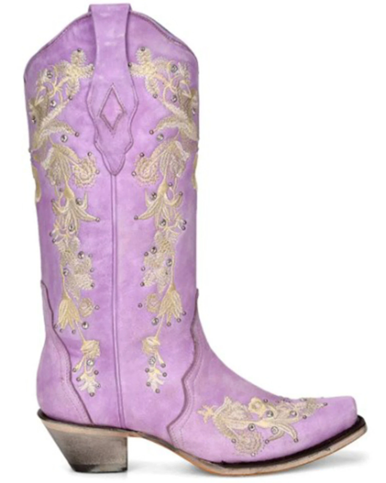Corral Women's Embroidered Floral & Crystal Studded Tall Western Boots - Snip Toe 3 Corral Women's Embroidered Floral & Crystal Studded Tall Western Boots - Snip Toe