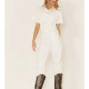 Free People Women's Marci Short Sleeve Button Down Jumpsuit 1 Free People Women's Marci Short Sleeve Button Down Jumpsuit -Western Cowboy Equipment Store 2000371747 100 P2