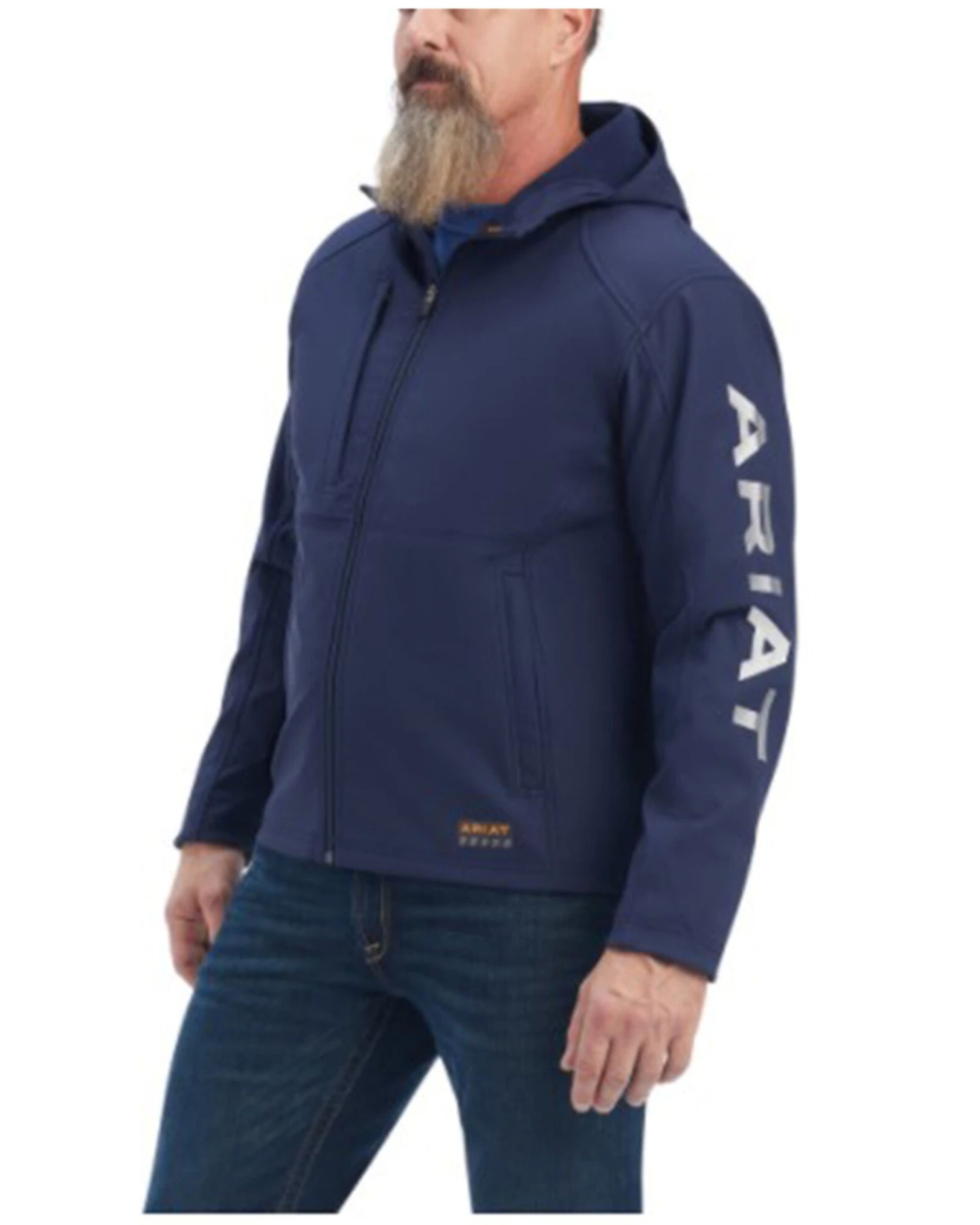 Ariat Men's Rebar Stretch Canvas Logo Zip-Front Hooded Softshell Work Jacket 4 Ariat Men's Rebar Stretch Canvas Logo Zip-Front Hooded Softshell Work Jacket - Image 2