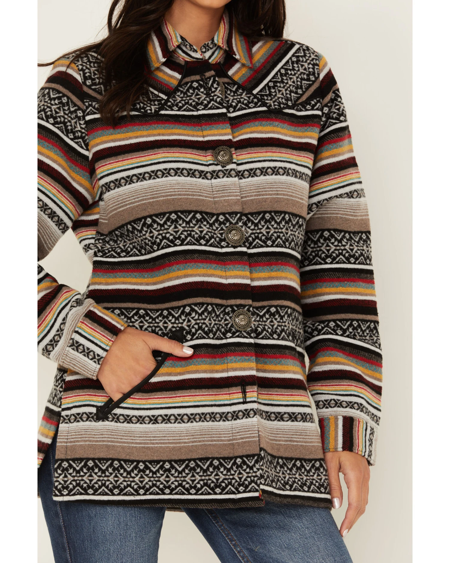 Cruel Girl Women's Serape Stripe Western Button-Down Shacket 6 Cruel Girl Women's Serape Stripe Western Button-Down Shacket - Image 4