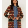 Cruel Girl Women's Southwestern Print Stripe Shag Duster Cardigan Sweater
