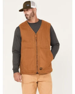 Hawx Men's Weathered Canvas Sherpa Lined Vest - Big 9 Hawx Men's Weathered Canvas Sherpa Lined Vest - Big -Western Cowboy Equipment Store 2000373756 220 P1