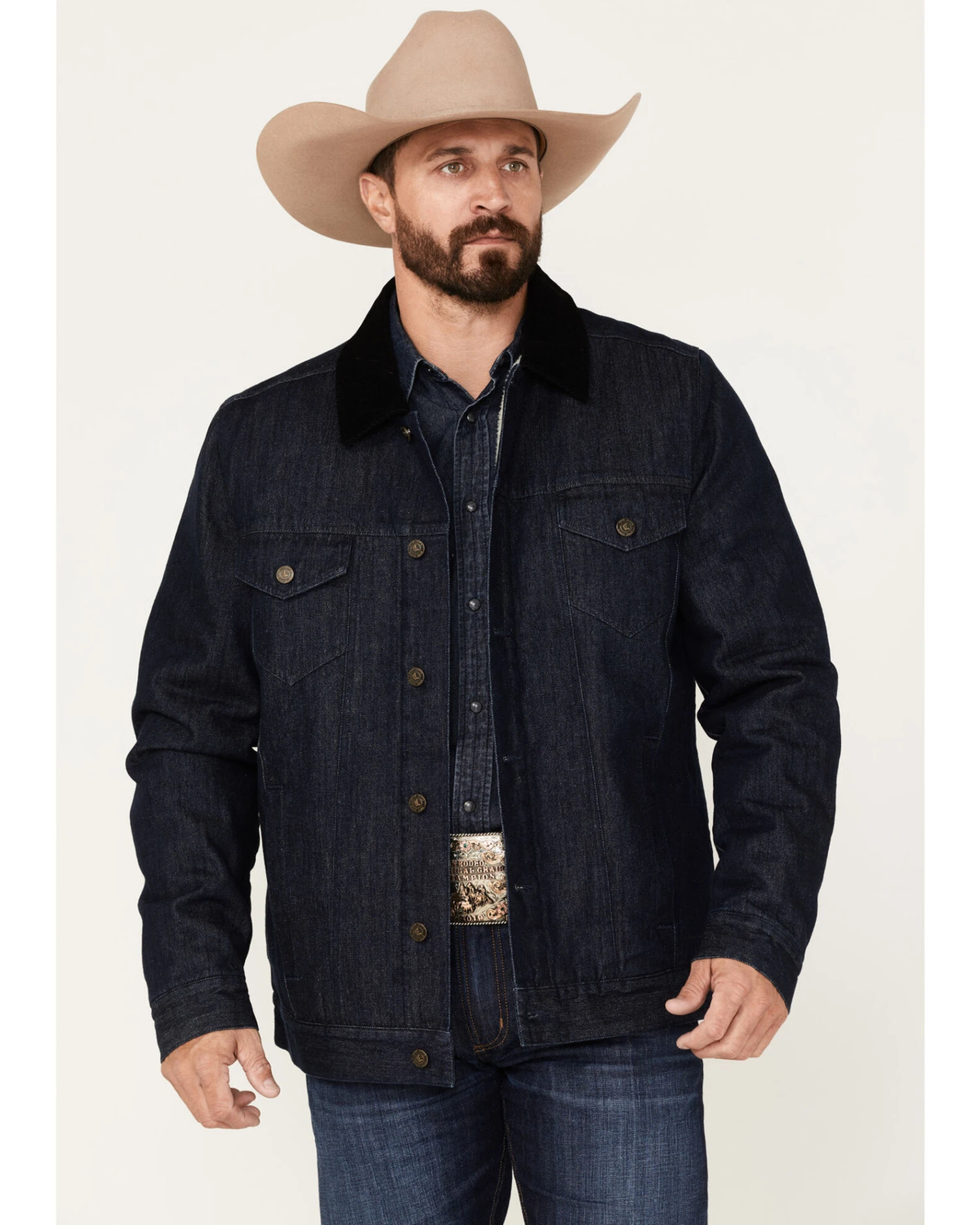 Cody James Men's Grand Teton Dark Wash Sherpa Cord Collar Denim Jacket 6 Cody James Men's Grand Teton Dark Wash Sherpa Cord Collar Denim Jacket - Image 4