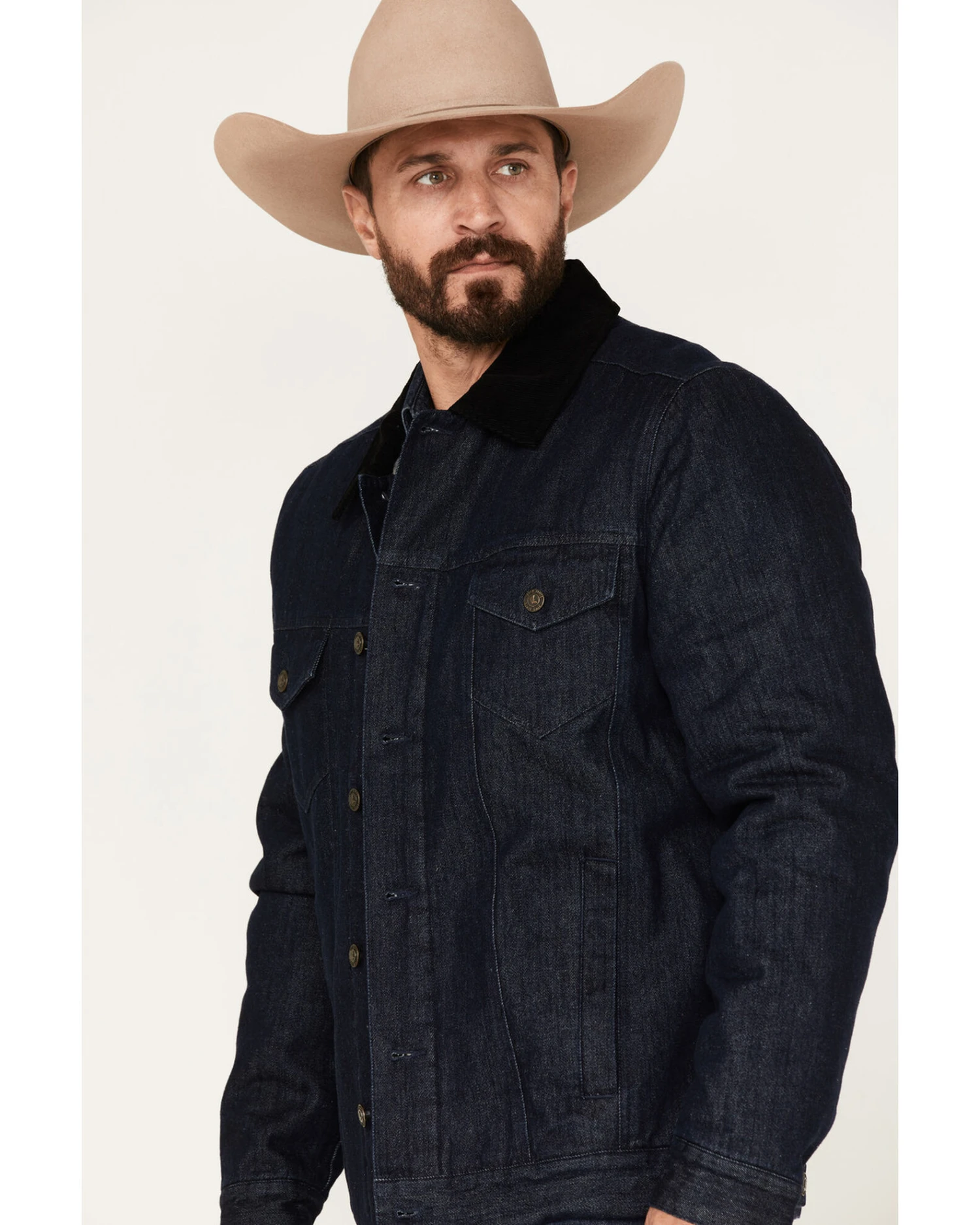 Cody James Men's Grand Teton Dark Wash Sherpa Cord Collar Denim Jacket 4 Cody James Men's Grand Teton Dark Wash Sherpa Cord Collar Denim Jacket - Image 2