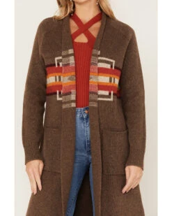 Pendleton Women's Striped Vibrant Pattern Knit Cardigan Duster Sweater