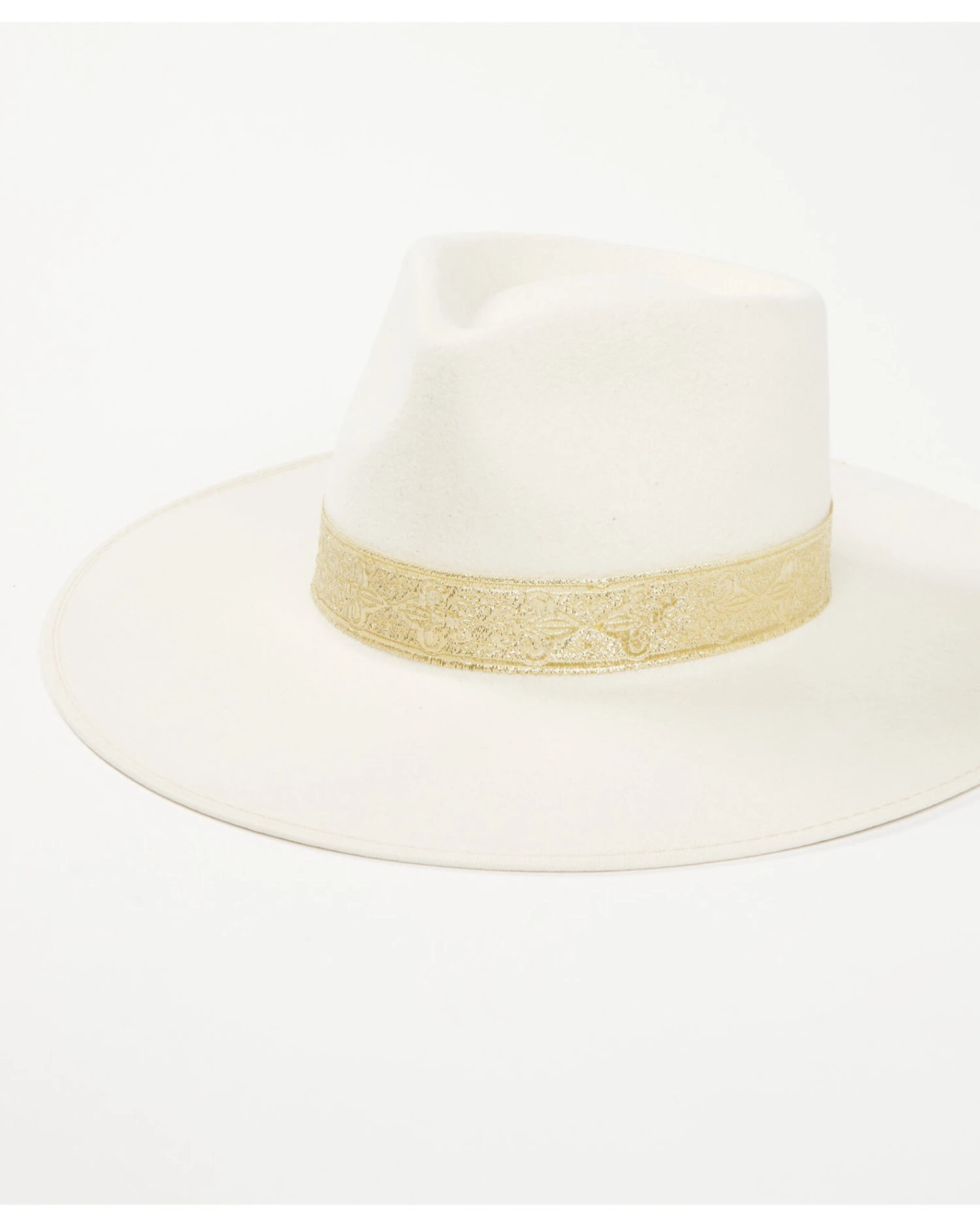 San Diego Hat Company Women's Cream & Gold Jacquard Band Fedora Hat 3 San Diego Hat Company Women's Cream & Gold Jacquard Band Fedora Hat