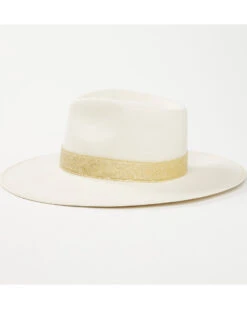 San Diego Hat Company Women's Cream & Gold Jacquard Band Fedora Hat 6 San Diego Hat Company Women's Cream & Gold Jacquard Band Fedora Hat -Western Cowboy Equipment Store 2000374592 110 P3