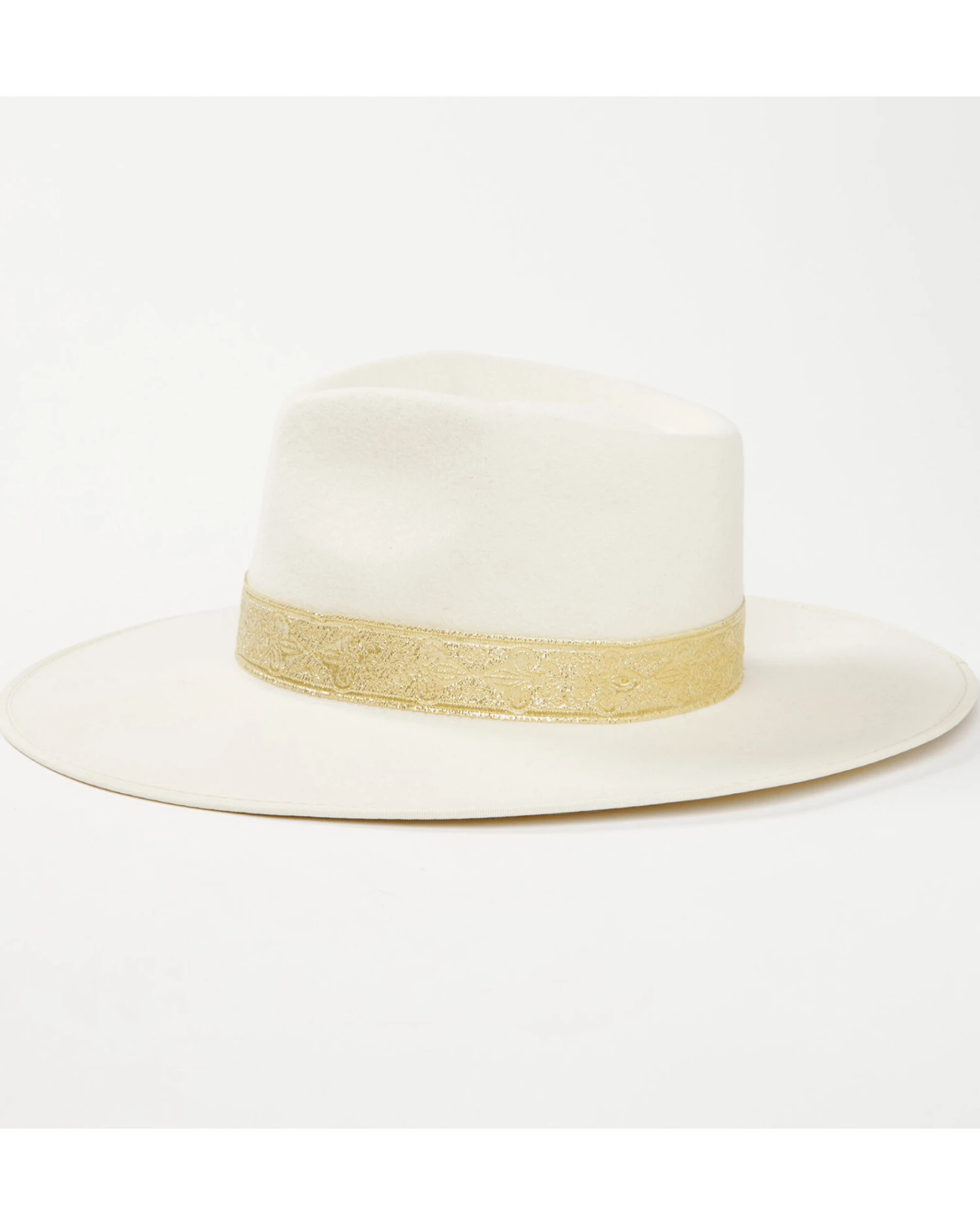 San Diego Hat Company Women's Cream & Gold Jacquard Band Fedora Hat 4 San Diego Hat Company Women's Cream & Gold Jacquard Band Fedora Hat - Image 2