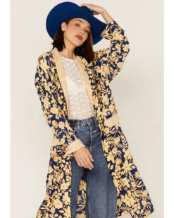 Free People Women's Wild Nights Floral Print Long Sleeve Kimono Duster -Western Cowboy Equipment Store 2000374745 400 P2
