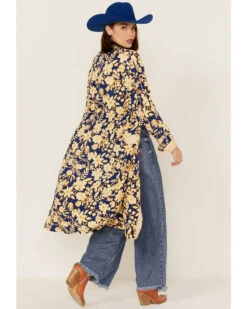 Free People Women's Wild Nights Floral Print Long Sleeve Kimono Duster