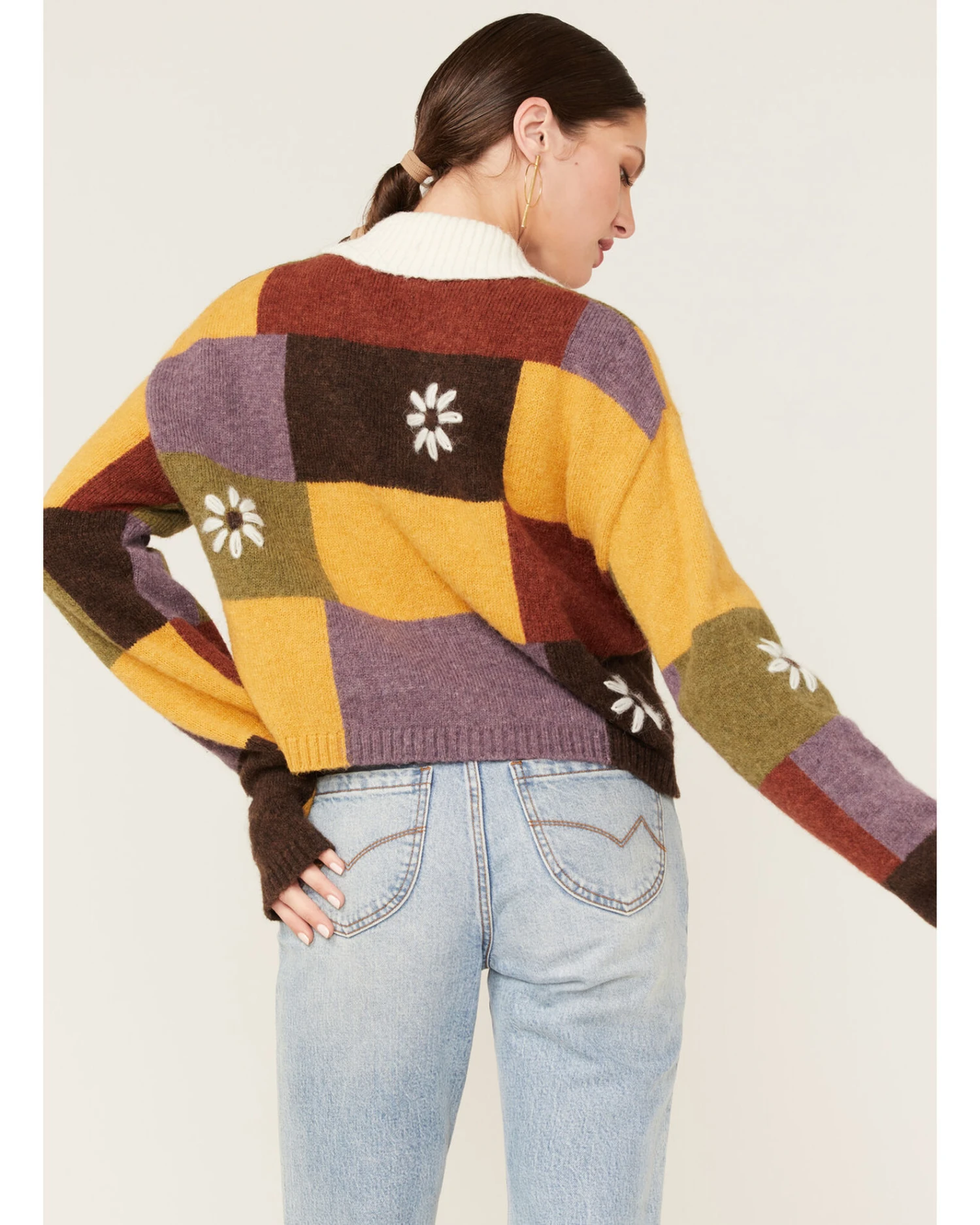 Cleo + Wolf Women's Patchwork Floral Knit Sweater 4 Cleo + Wolf Women's Patchwork Floral Knit Sweater - Image 2