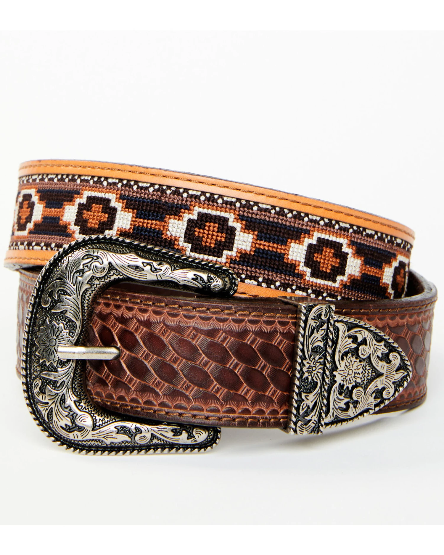 Cody James Men's Basketweave Billet With Southwestern Strap 3PC Buckle Belt 4 Cody James Men's Basketweave Billet With Southwestern Strap 3PC Buckle Belt - Image 2