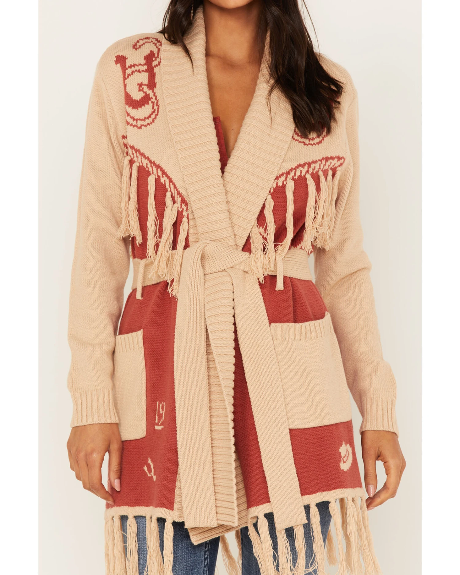 Idyllwind Women's Western Conversational Print Fringe Cardigan 4 Idyllwind Women's Western Conversational Print Fringe Cardigan - Image 2