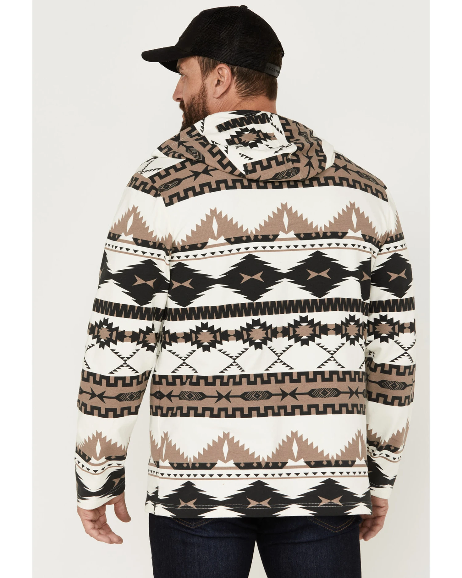 Powder River Outfitters Men's 1/4 Zip Southwestern Print Hooded Sweatshirt 3 Powder River Outfitters Men's 1/4 Zip Southwestern Print Hooded Sweatshirt