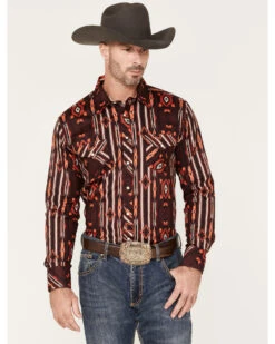 Rock & Roll Denim Men's Southwestern Stripe Stretch Long Sleeve Pearl Snap Shirt 9 Rock & Roll Denim Men's Southwestern Stripe Stretch Long Sleeve Pearl Snap Shirt -Western Cowboy Equipment Store 2000376824 640 P1