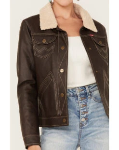 Wrangler Women's Shearing Collar Leather Jacket 8 Wrangler Women's Shearing Collar Leather Jacket -Western Cowboy Equipment Store 2000377465 200 P3