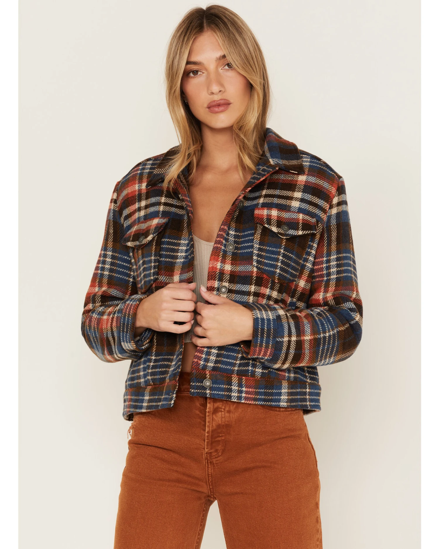 Flag & Anthem Women's Somerville Plaid Print Sherpa-Lined Trucker Jacket 3 Flag & Anthem Women's Somerville Plaid Print Sherpa-Lined Trucker Jacket