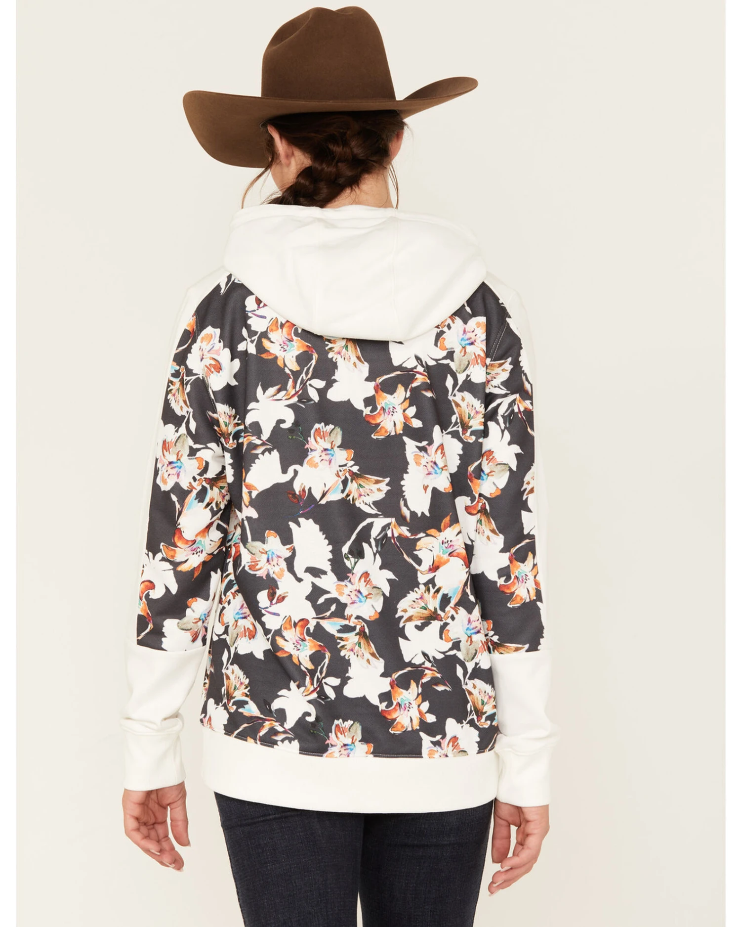 Hooey Women's Contrast Floral Print Hoodie 6 Hooey Women's Contrast Floral Print Hoodie - Image 4