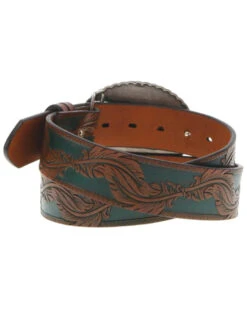 Hooey Women's Original Embossed Feather Southwestern Rodeo Buckle Belt