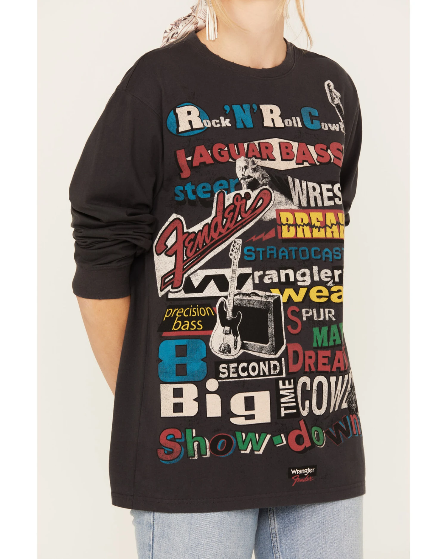Wrangler X Fender Women's Collage Graphic Sweatshirt 4 Wrangler X Fender Women's Collage Graphic Sweatshirt - Image 2